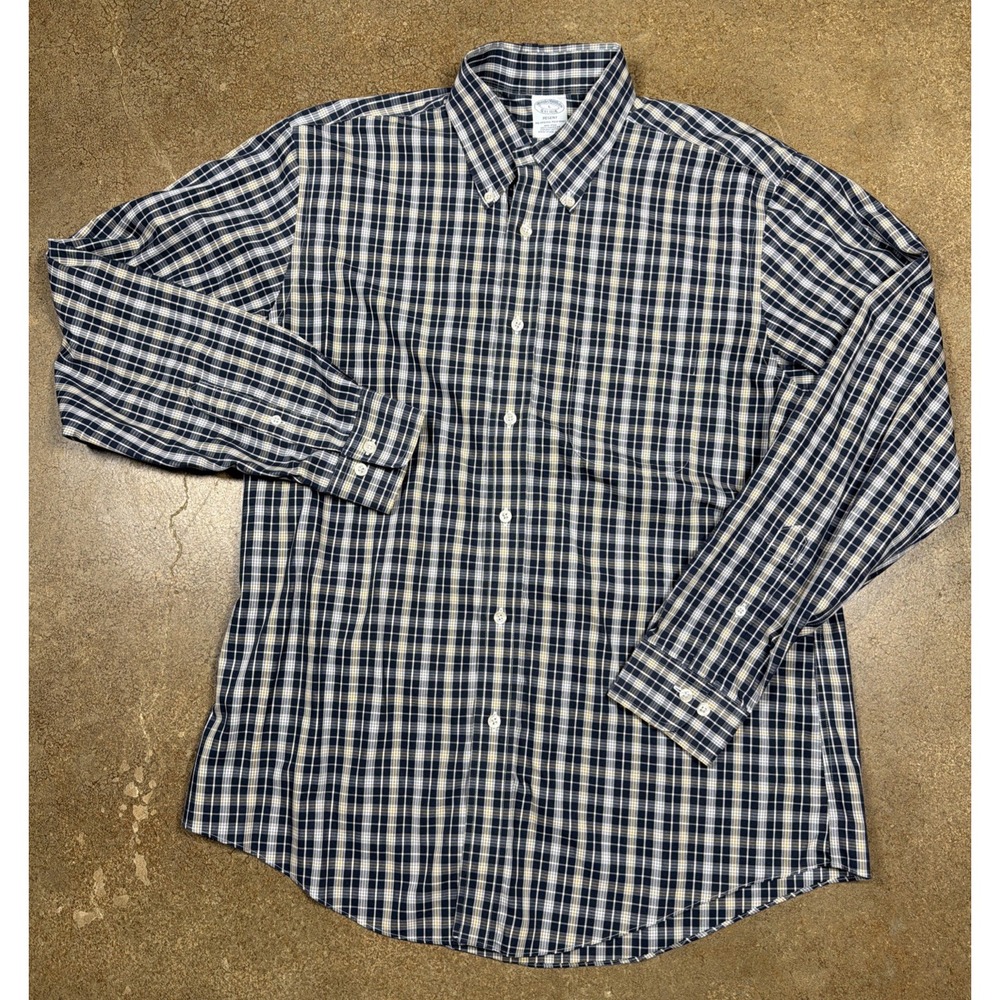 Brooks Brothers Regent Fit Men's L Cotton Woven Check Button-Down Shirt